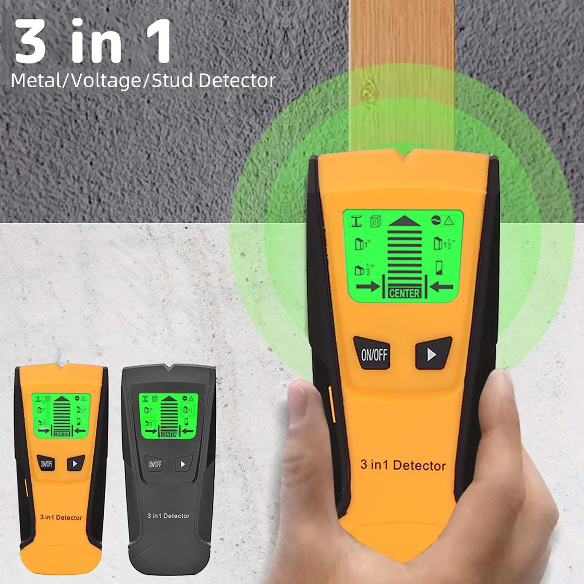 Imagem -03 - Detector de Parede e Stud Finder com Display Lcd Scanner de Parede Sensor Center Finding Beam Finders Madeira Metal em 1