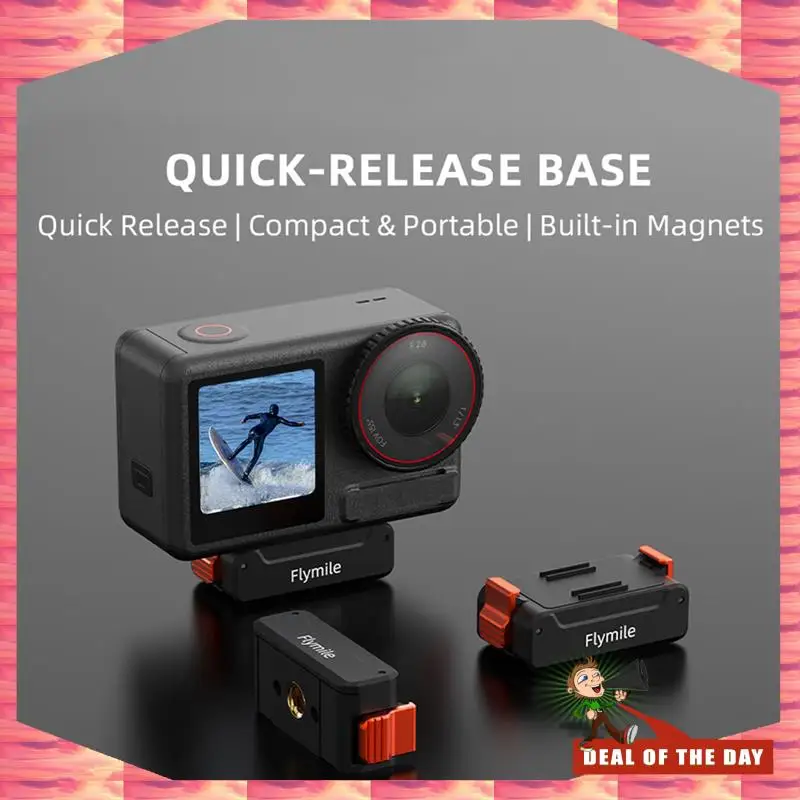 24-Hour Delivery Flymile Cold Shoe Quick Release Magnetic Mount Base For DJI ACTION 4/5 PRO Adapter And 1/4" Screw Mount