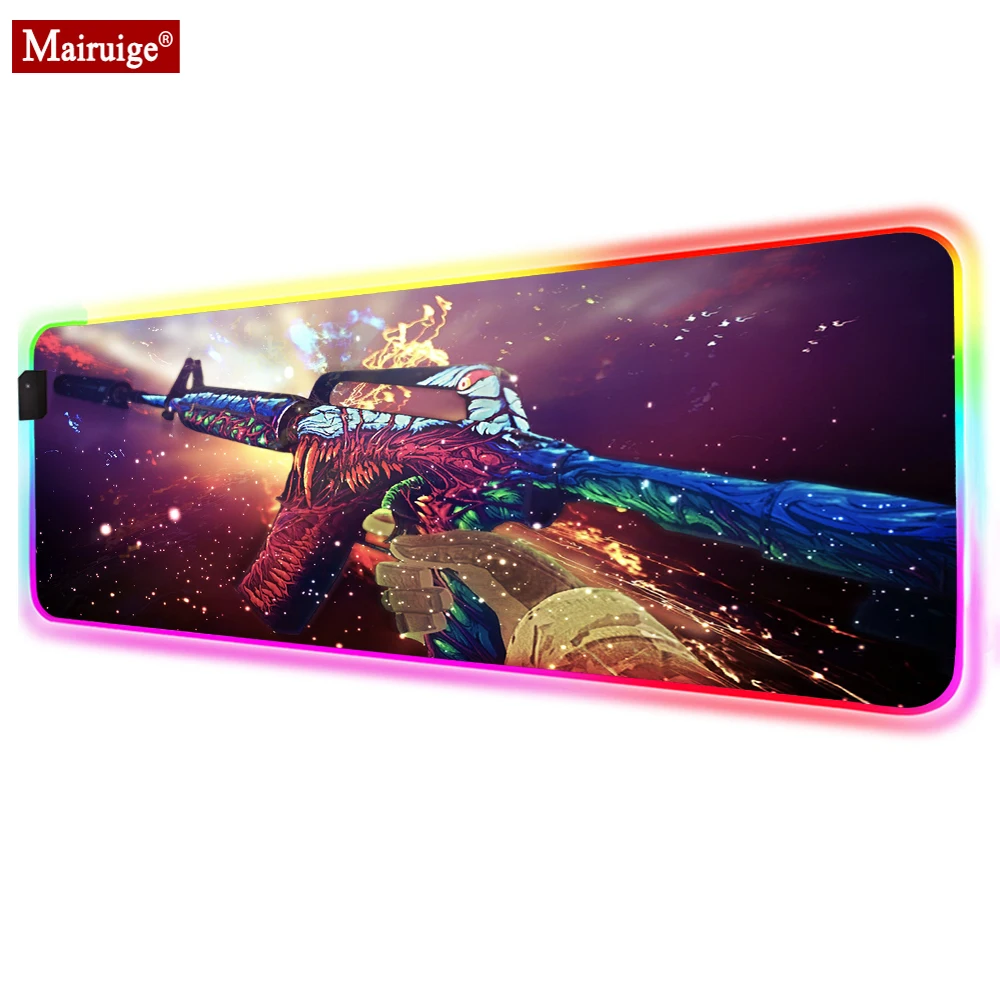 

CS GO LOLled Mousepad RGB Geme Mouse Pad Xl Big Size Gamer Pc Compute Desk Mat Color Light Desktop Pad with Backlight 900x400