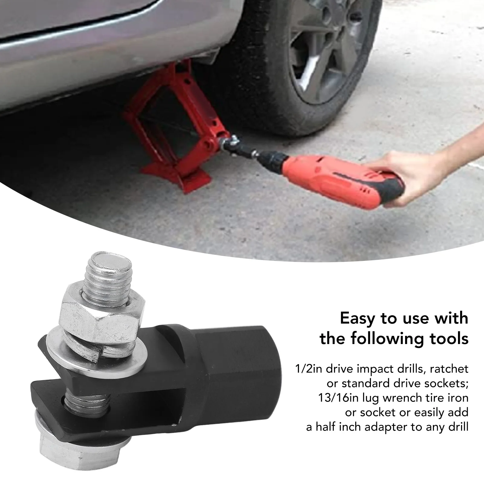 Scissor Jack Drill Adapter Scissor Jack Adapter High Strength  for Use with 1/2in Drive  Wrench Car RV Trailer