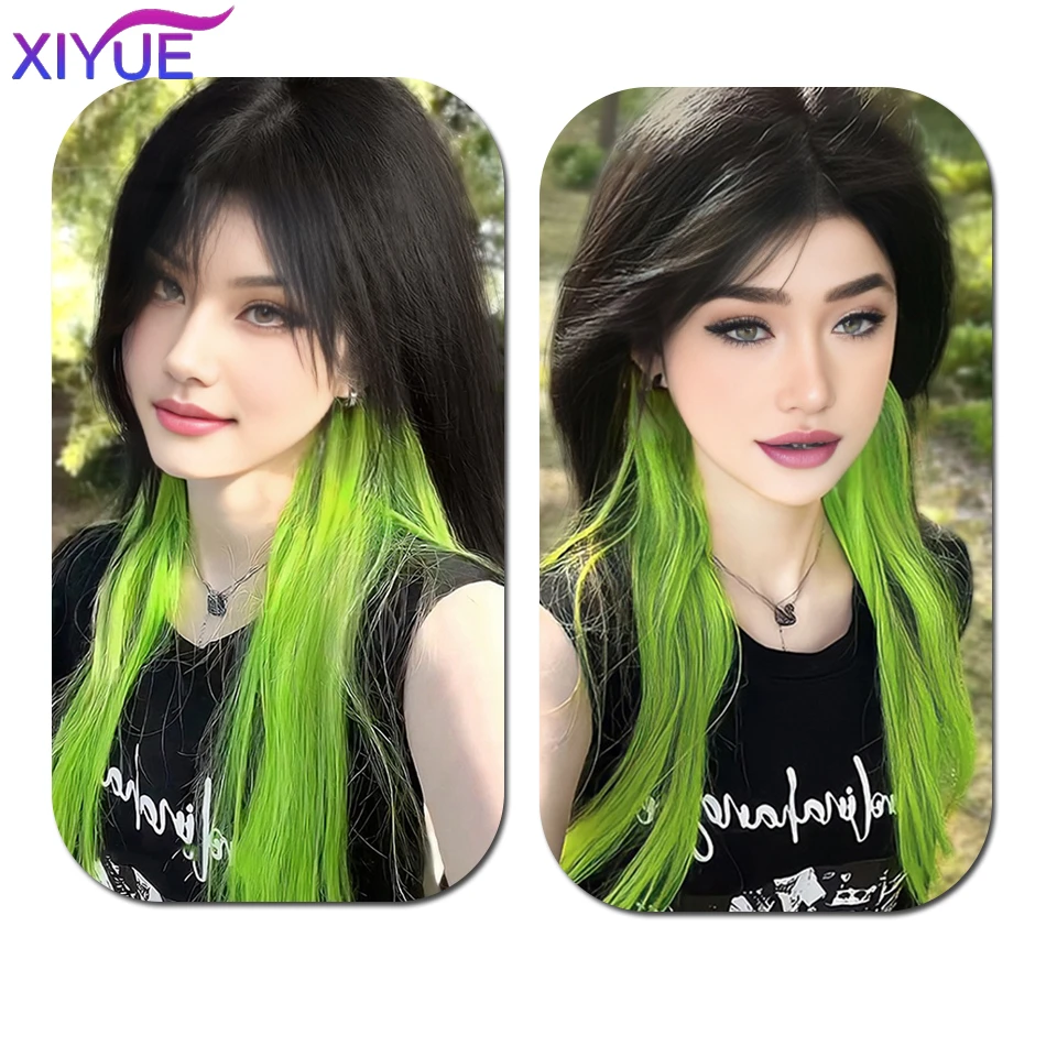 XIYUE  wig women's long curly hair one piece seamless invisible hair extension piece V-shaped large wave curly hair wig piece