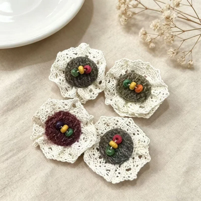 New Korean-style DIY Checkered Lace Brooch - Cute Cartoon Decorative Accessory Pin