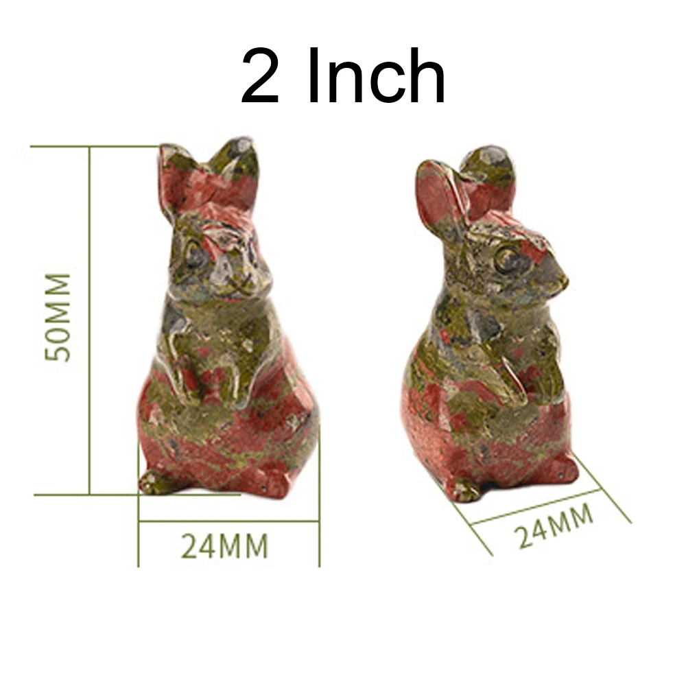 Natural Crystal Stone Rabbit Elf Figurine Healing Amethyst Rose Quartz Gemstone Animal Bunny Carving Healing Decor Easter Gift