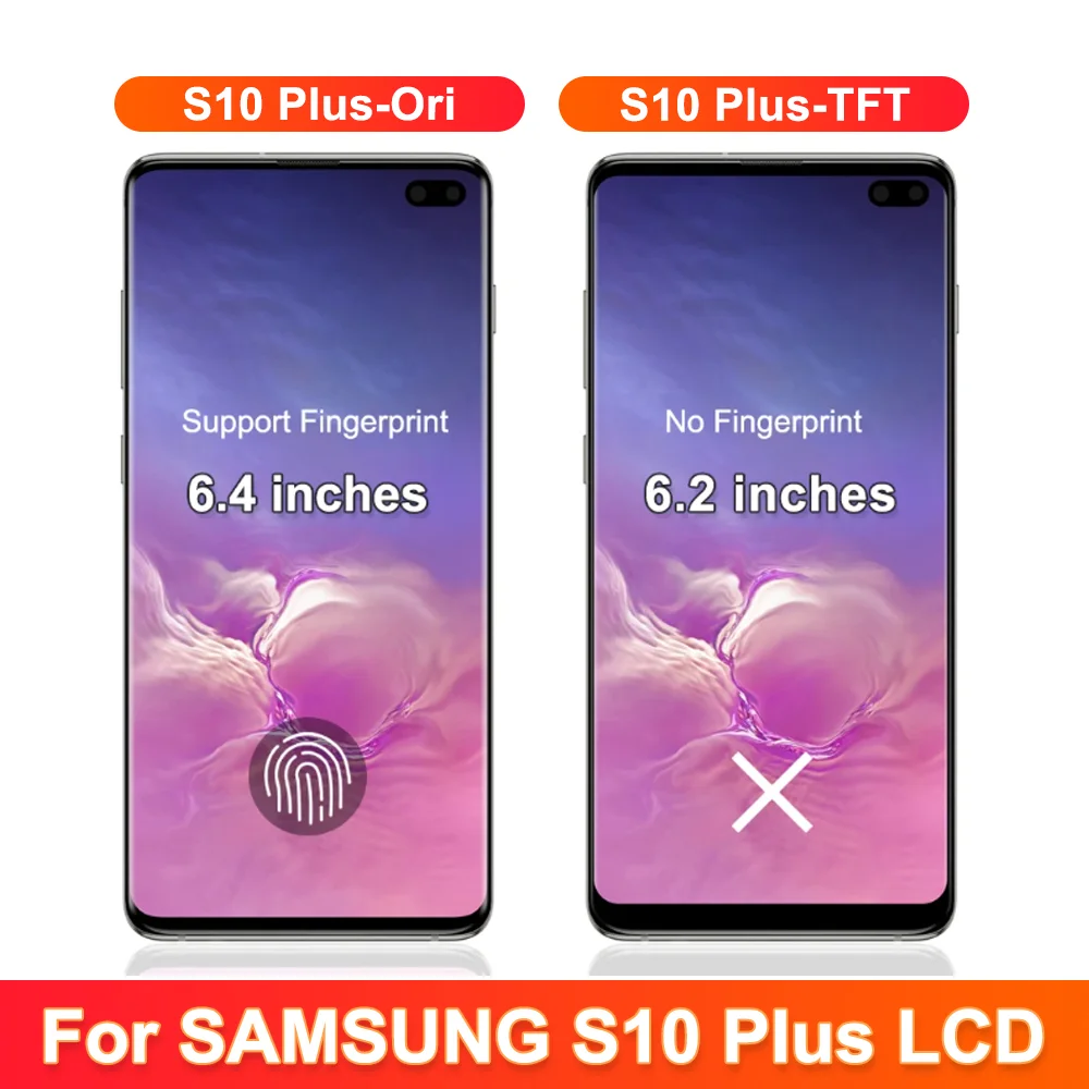 Tested 6.4\'\' LCD For SAMSUNG S10 Plus S10+ G975 G975F Display Touch Screen Digitizer Assembly Replacement