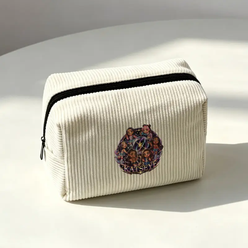 KATSEYE World Tour Square Corduroy Makeup Bag Lightweight Toiletry Bags Multi Functional Storage Bags for Women Kpop Fan Gifts