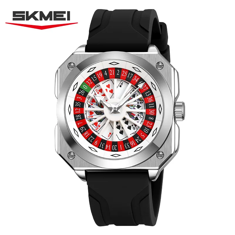 

SKMEI 9379 Novel Retro Watch Men's Rotating Dial Silicon Tape Waterproof Luminous Quartz Cool Clock Beautiful relógios masculino