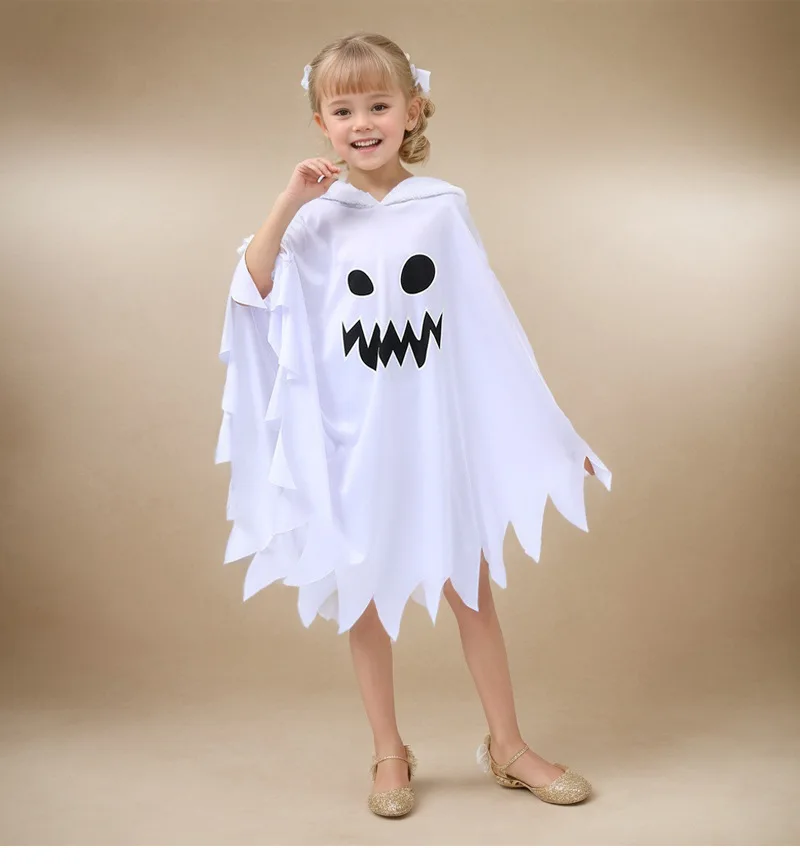 Halloween Adult Ghost Costume for Girls Boy Glow In The Dark Cloak ChildrenCosplay Cape for Party