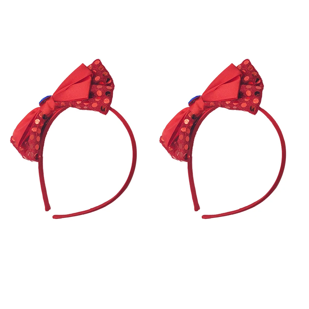 

2Pcs Christmas Kids Bow Headband Sequin Tree Hair Hoop Light String Decoration Party Christmas Bow Headband Hair Accessories