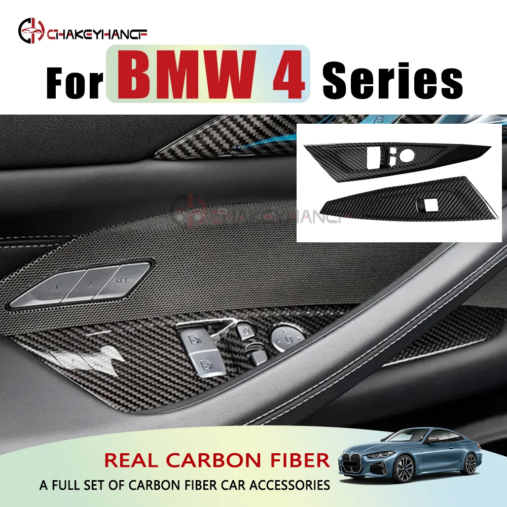 

Real Carbon Fiber Car Door Window Lift Switch Panel Cover Interior Accessories for Coupe BMW 4 Series G22/G23/G26/G82/G83/M4