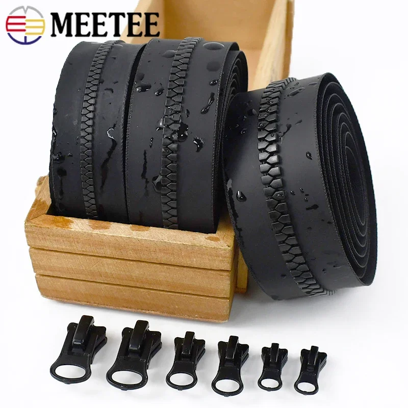 

1-3M Meetee 5# 8# Resin Zippers with Zipper Sliders Waterproof Coat Tent Zip Tape Sewing Closure Zips Pull Repair Accessories