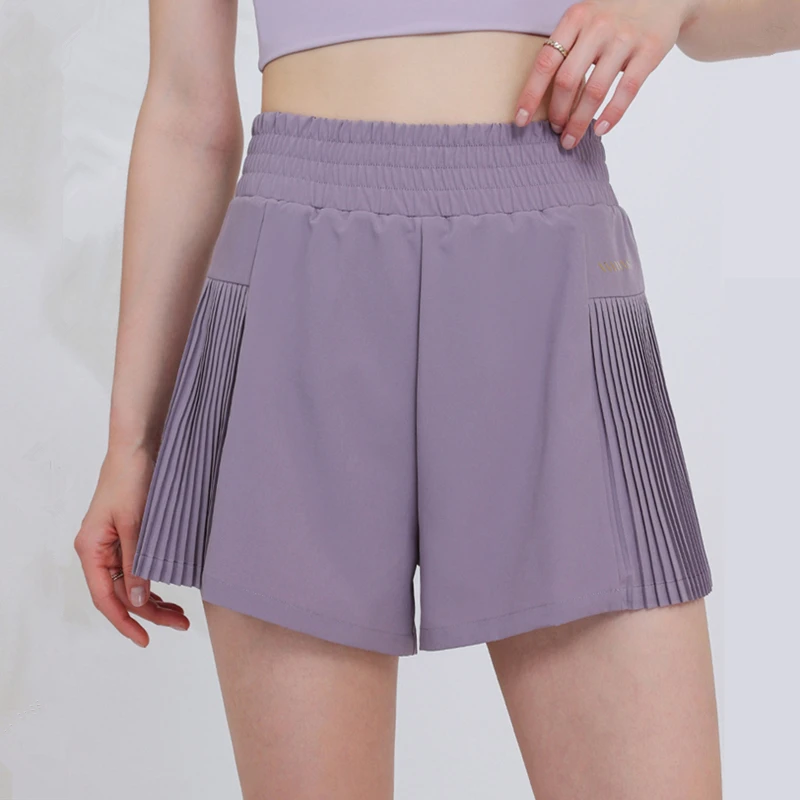 Women Tennis Skorts Loose Running Yoga Sport Shorts Fake Two Piece Badminton Shorts Pleated Short Pant Gym Fitness Trunks Female