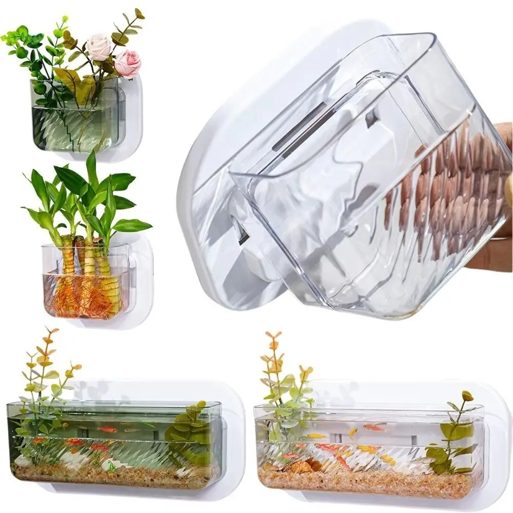 

Punch Free Wall-mounted Plastic Vase Creative Detachable Wall Hanging Fish Tank Clear Multi-function Hydroponic Flower Pot