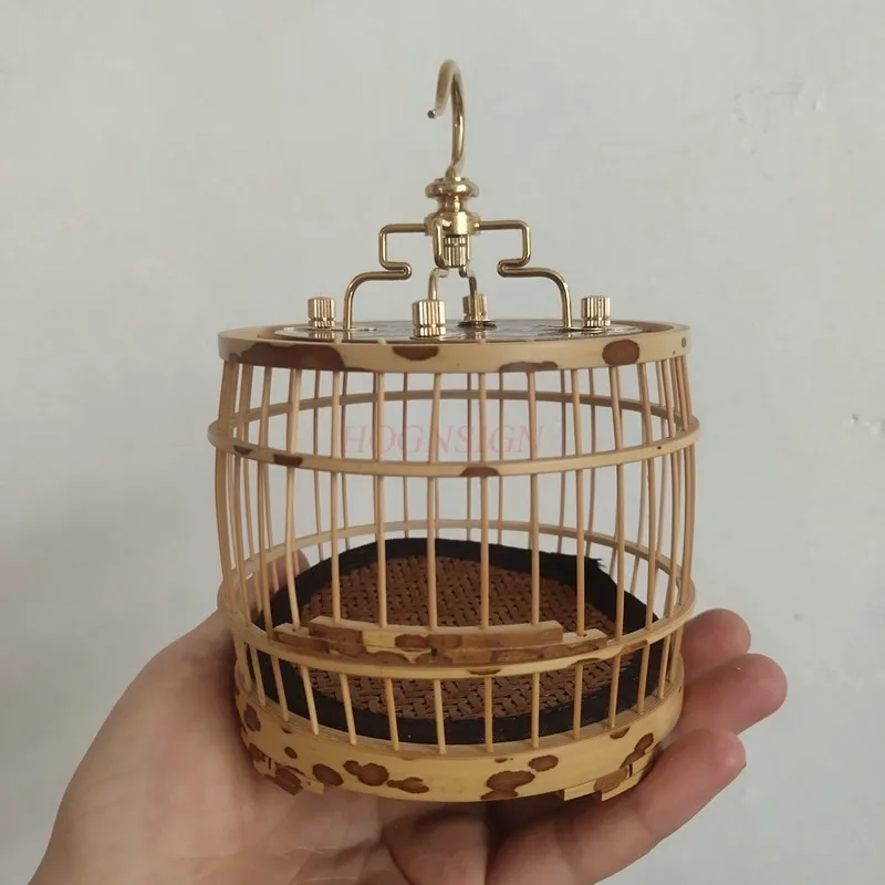 Boutique Mini Bird Cage Small Spotted Bamboo Plum Concubine Bamboo Pure Handmade Bamboo Round Cage Cricket Grasshopper Cage