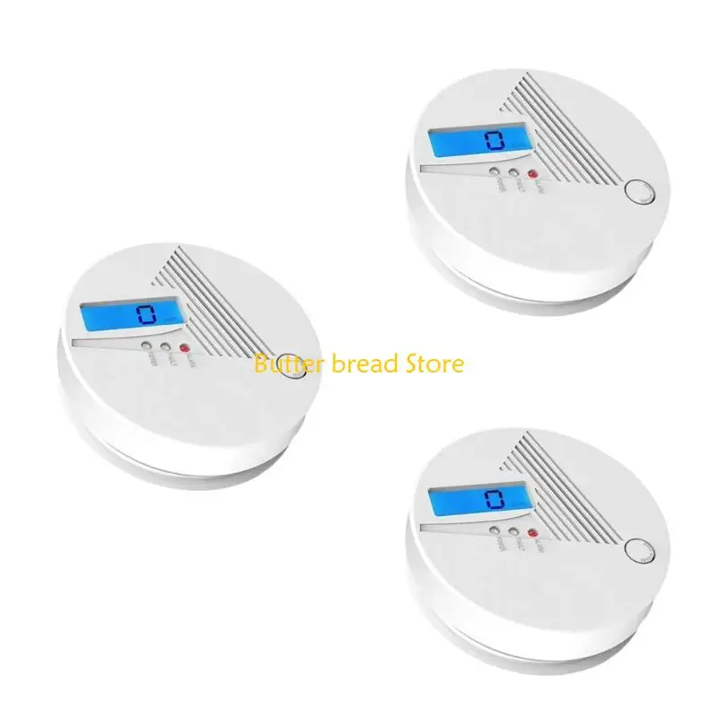 Detectores monóxido carbono segurança doméstica W89C, energia da bateria com exibição digital e som alerta o