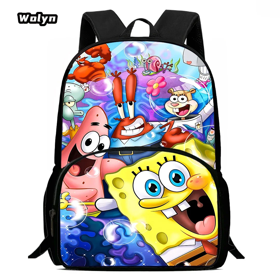 Sponge Boby Cartoon School Backpack ,Cartoon School Bags for Boys Girls ,Large Capacity Kids Backpack for Grade 1-4