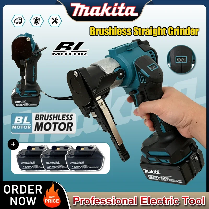 Бесщеточная аккумуляторная ленточная шлифовальная машина Makita, портативный прямой шлифовальный станок, многофункционал