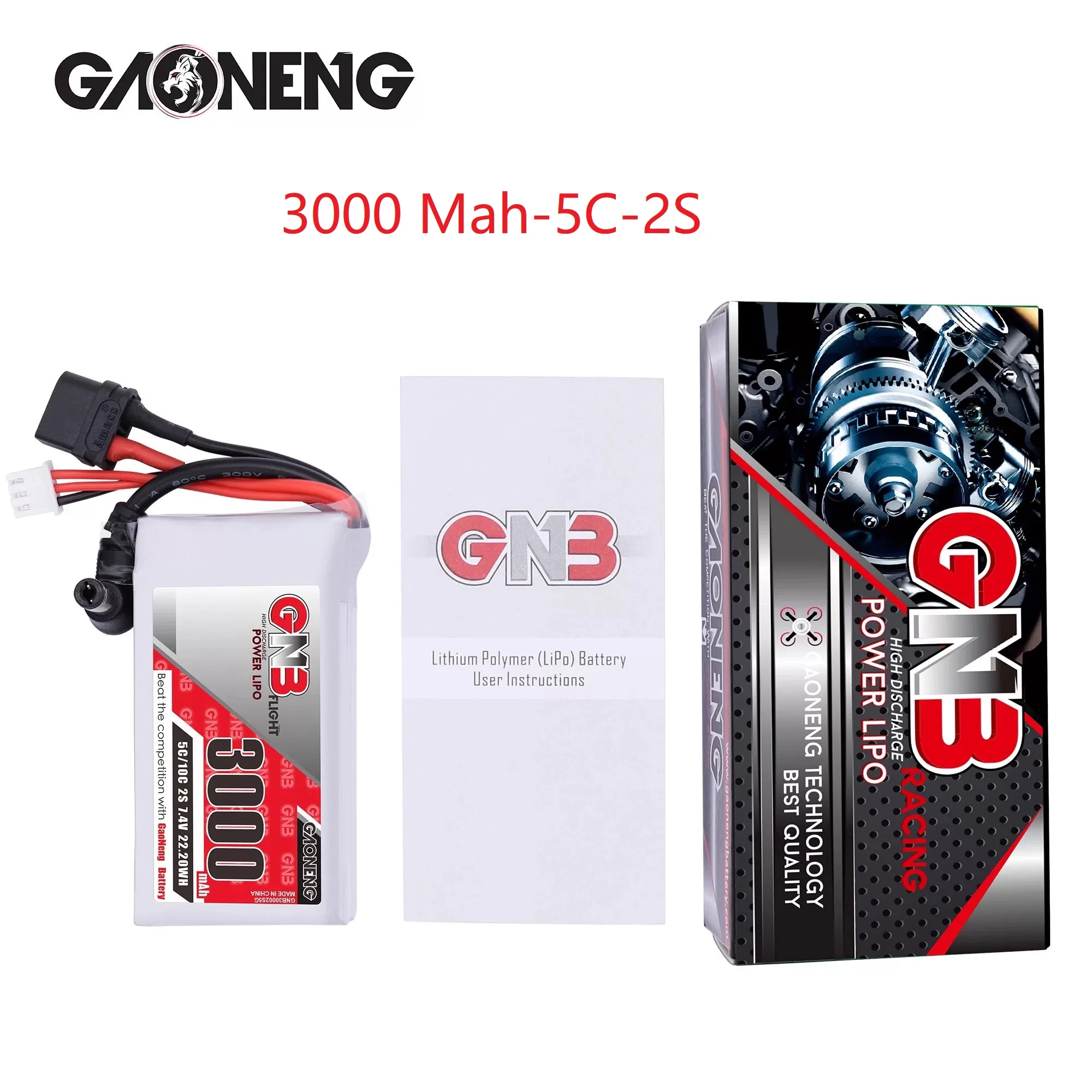 Akumulator Lipo GNB 3000mAh 2S 7.4V 5C do gogli Fatshark Dominator Skyzone FPV i dronów RC