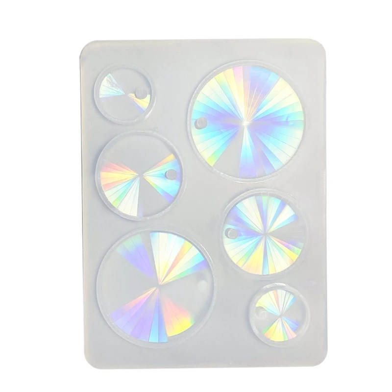 Oval Resin Mold Holographic-Rectangle Rhombus Silicone Mold Rainbow Light Effect Keychain Pendant Mold Epoxy Casting