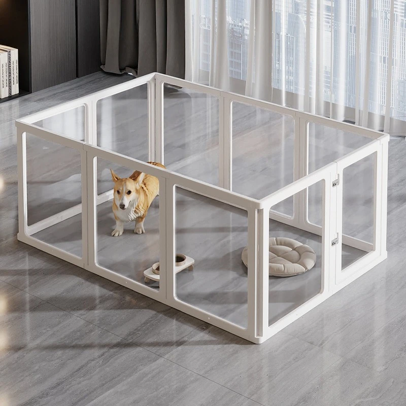 Pet fence acrylic transparent raised dog fence indoor household fence teddy bear corgi protective cage