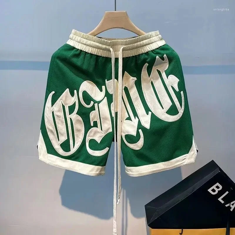 Europäische und amerikanische trendige Street-Hip-Hop-Gothic-Shorts mit Buchstabendruck, schnelltrocknende Freizeit-Sportshorts, Herren-Strandshorts, Mode. – Detail 2