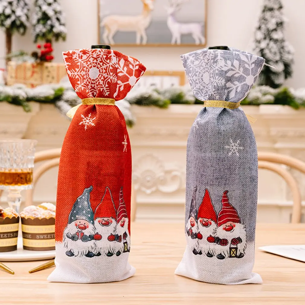 Bolsa de botella de vino con funda Ornamental para Navidad, Rudolf Old Men, lindo