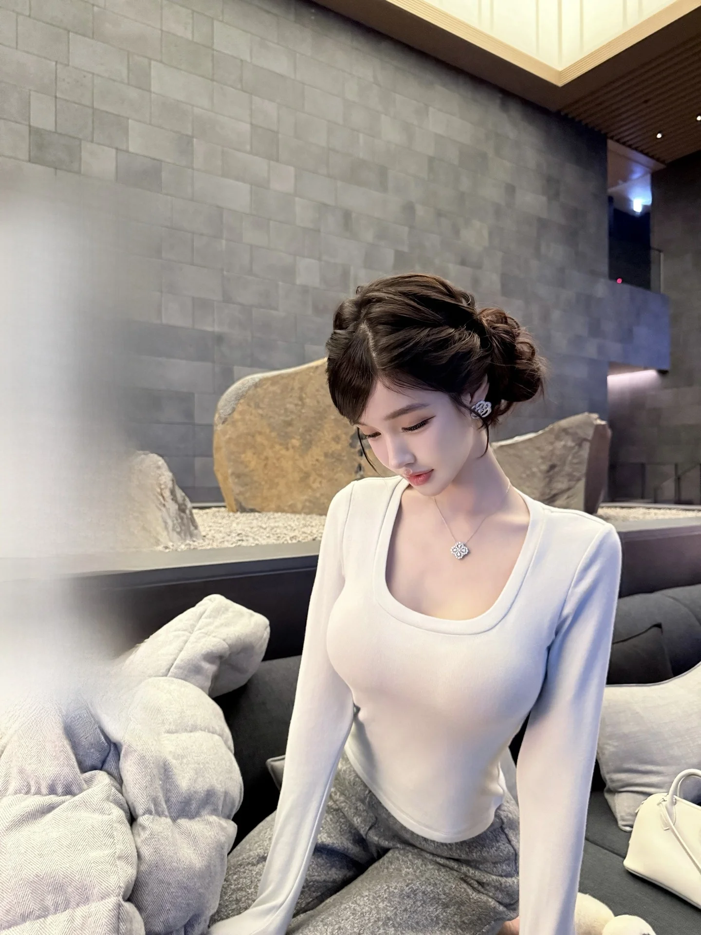 

Korean Rainy 20mm Thiened Chest Pad 260g Beier Camere High Elastic Floing Women's Autumn Winter Slim Fit Base irt