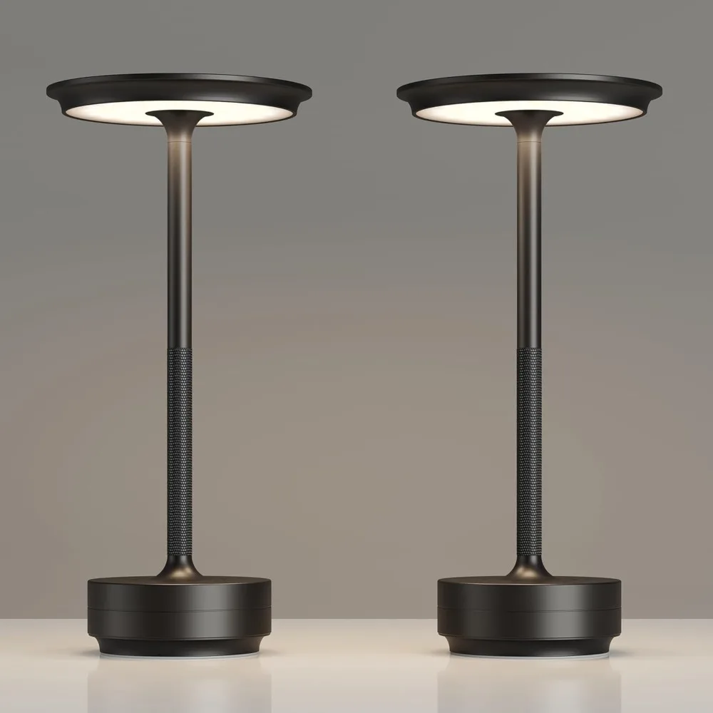 

2 Pack Rechargeable Table Lamps Cordless, Portable 5000mAh Outdoor Table Light, 3 Color Stepless Dimming LED Table Lamp with Mem