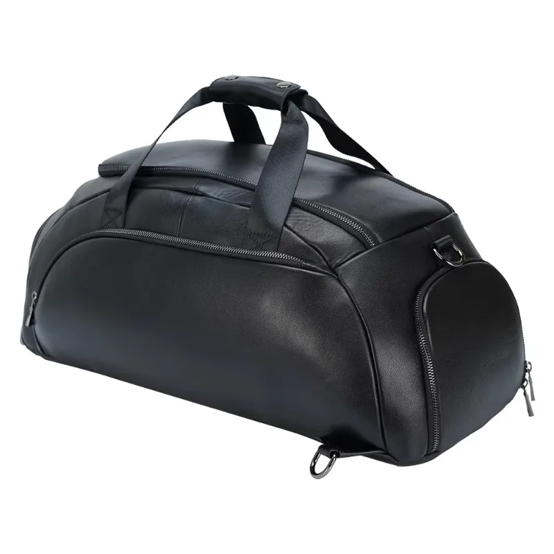 New Design Multifunctional Full-grain Cowhide Travel Gym Leather Duffel Bag Travel Backpack Weekend Men's Travel Duffel Bag