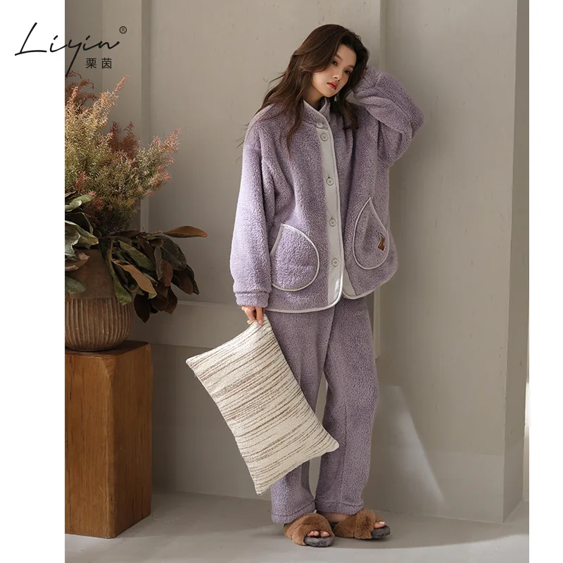 

PJs Set cotton Women's pajama set thicken Women's warm winter pajamas Fashionable home clothes, pajamas Cute and soft pajama set