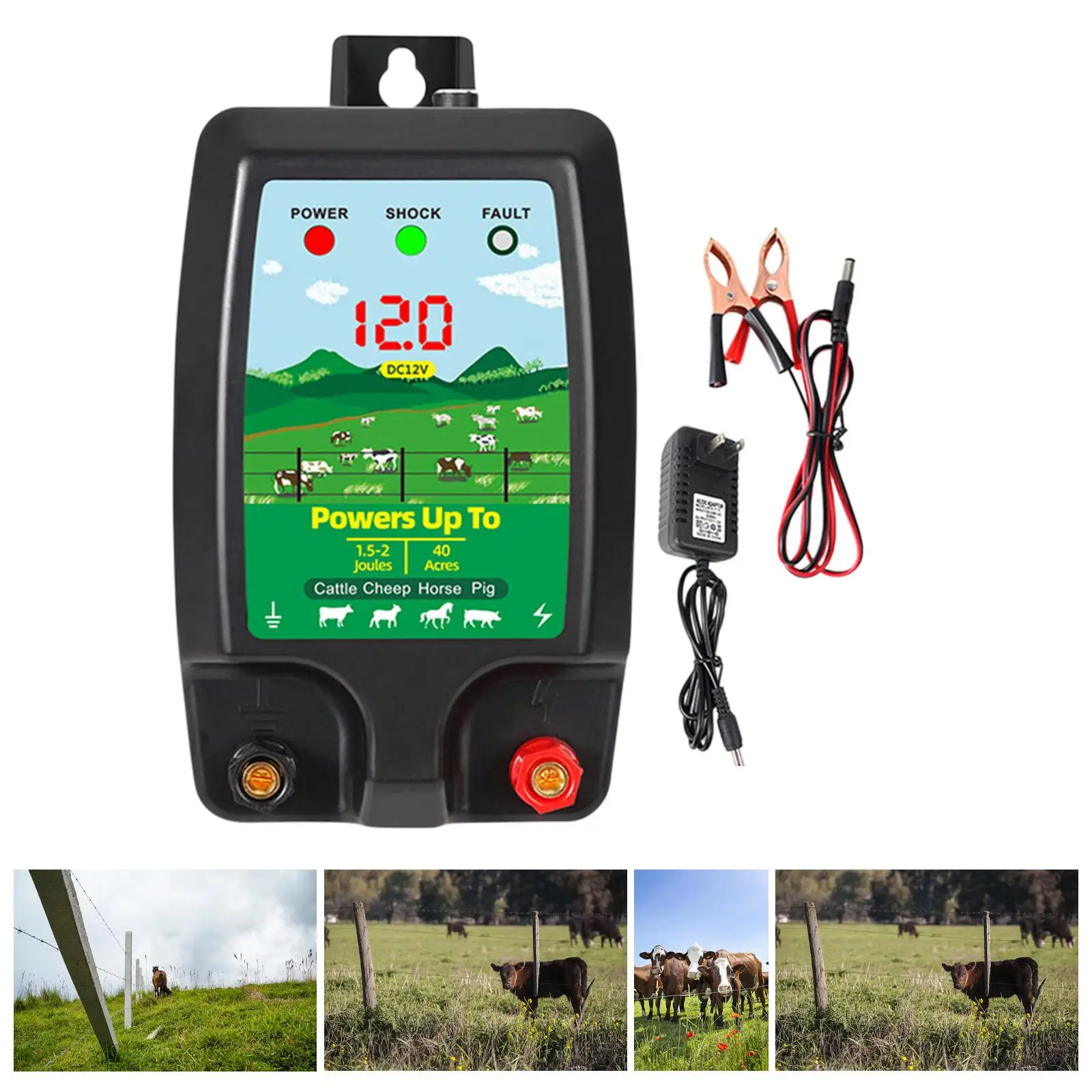 

Electric Fence Energizer Lightweight Easy to Use Livestock Fence Charger Livestock Supplies for Farm Lawn Cattle Garden Poultry