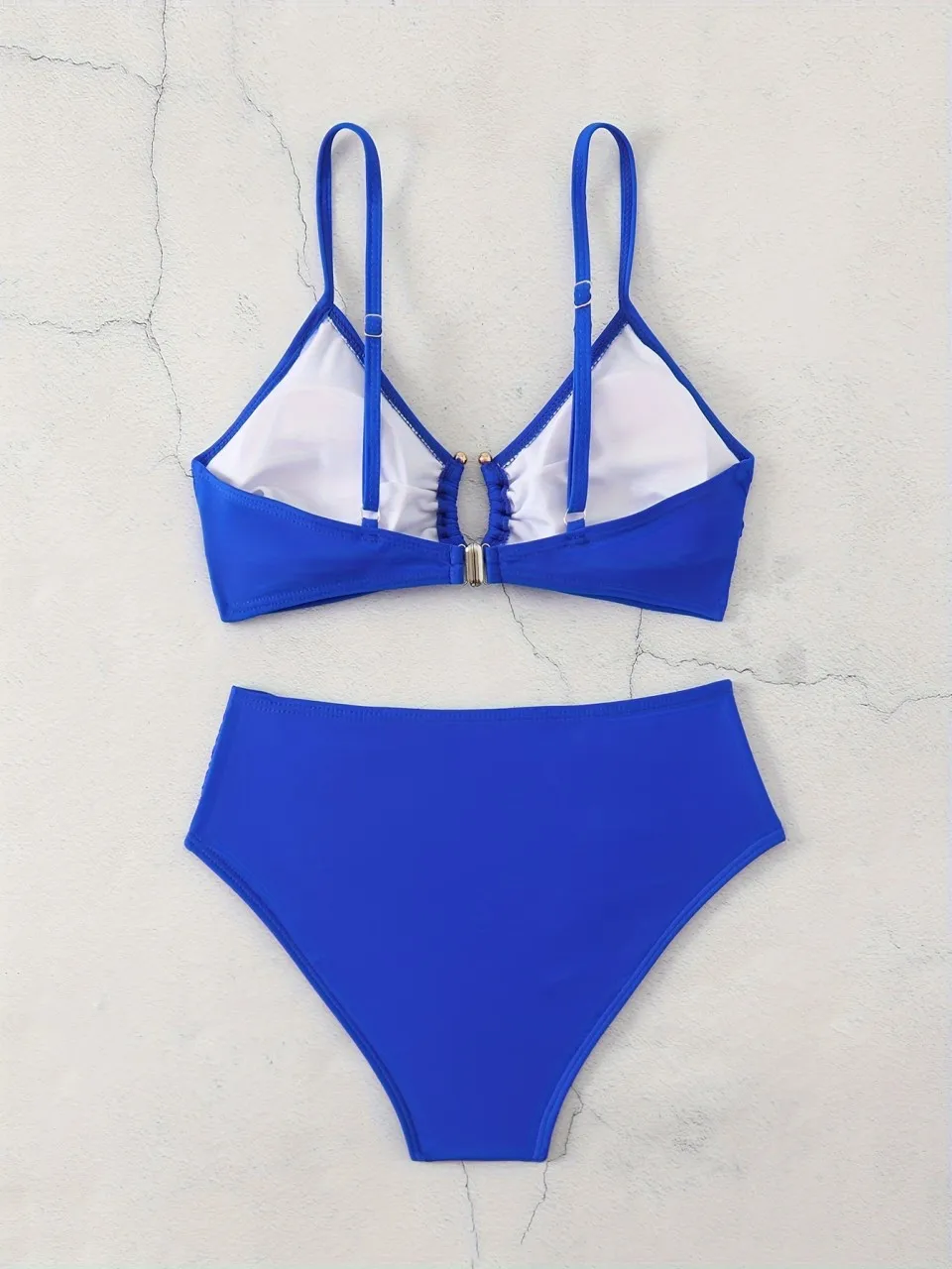 2026 Strappy حلقة مرتبطة بيكيني هدب مثلث ملابس النساء الصلبة ملابس السباحة الإناث الاستحمام لباس سباحة مبطن بحر #4