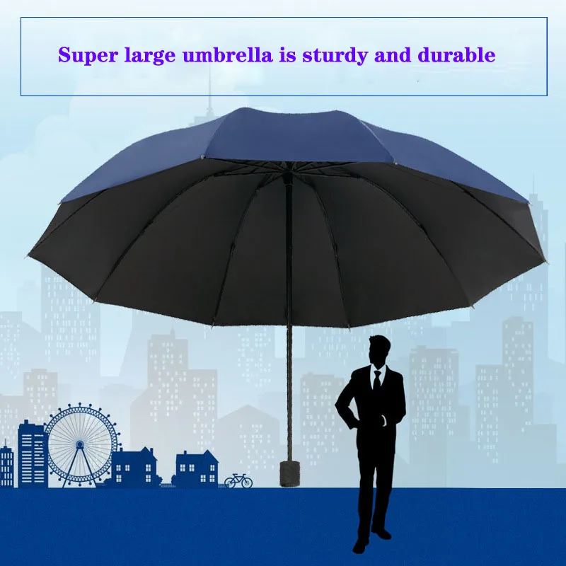 Super Large 130CM Windproof Strong Folding Men Umbrella, Safety Reflective, Reinforced, Golf Wind Resistant Umbrellas