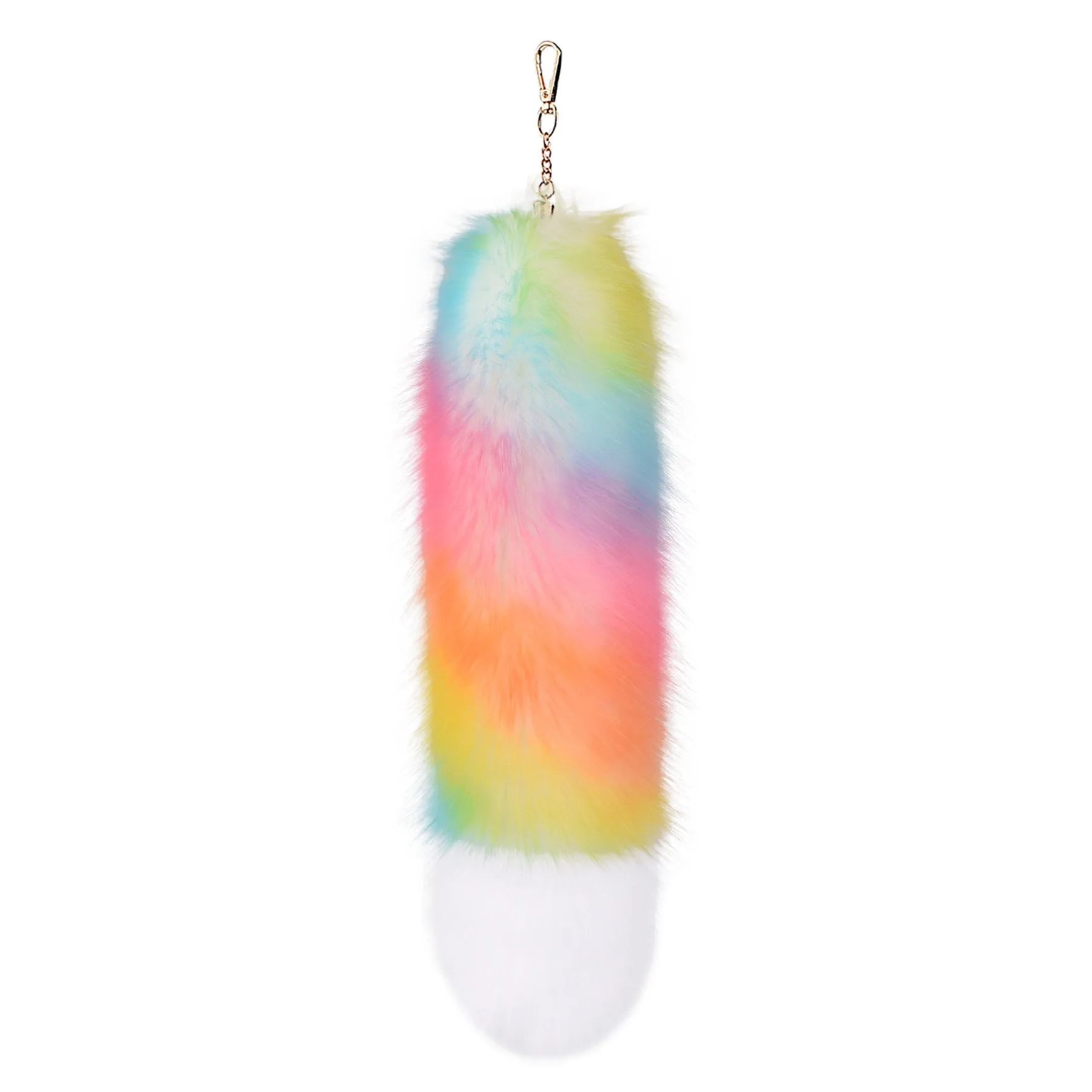 Plush-Faux Fox Raccoon Tail Keychain For Bag Charms Furry Y2k Beautiful Keyring Accessory 40Cm Large Long Fox Tail Car Keychains