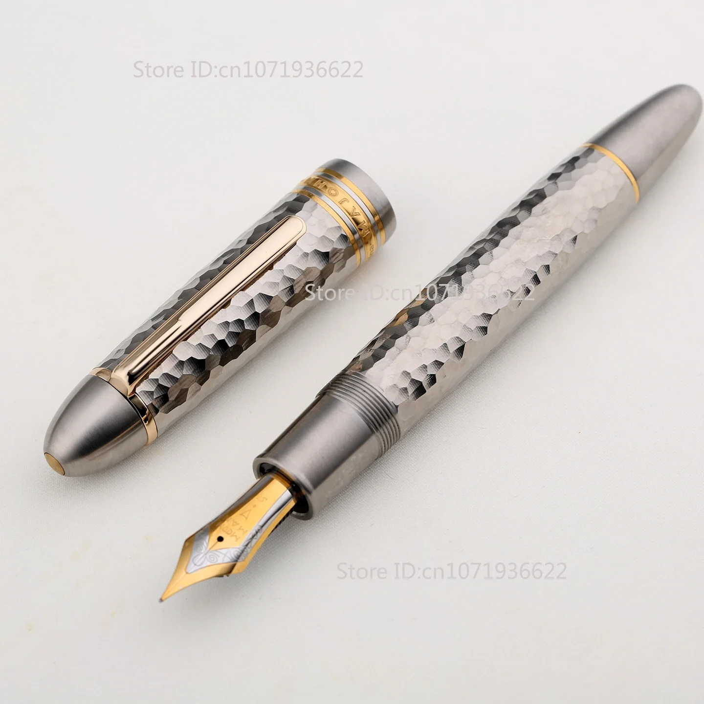 Ornate MAJOHN Ti-P141 NO.8 F بنك الاستثمار القومي سبائك التيتانيوم المكبس قلم حبر مطرقة معدنية نمط نسخة قلم حبر الكتابة هدية القلم