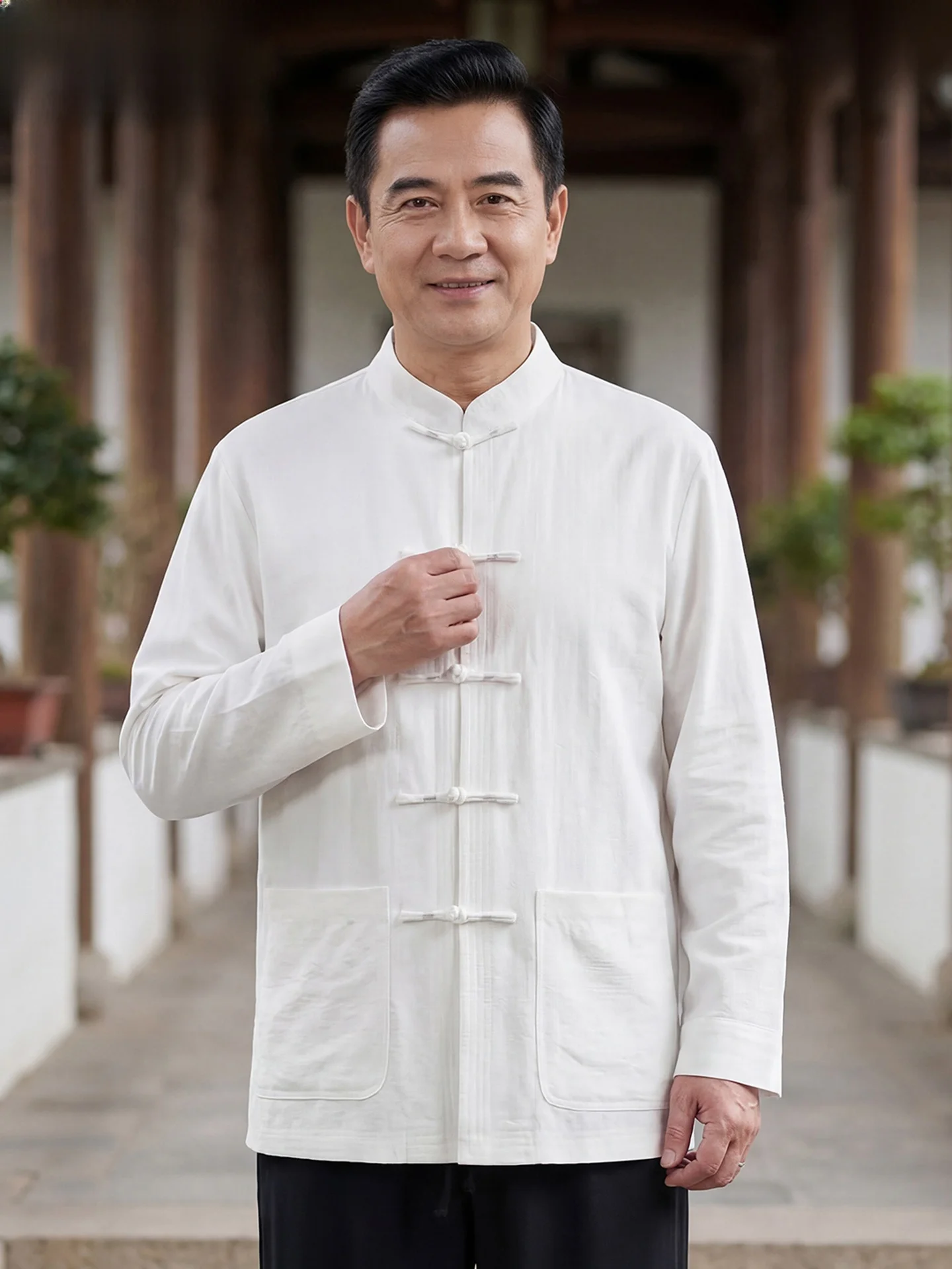 chemise-a-manches-longues-en-coton-et-lin-hengyuanxiang-style-fin-pour-homme-d'age-moyen-printemps-ete-tenue-decontractee-style-traditionnel-chinois-pour-grand-pere