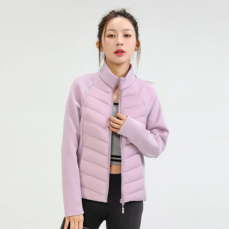 Chaqueta ultraligera de plumón para mujer, plegable corto, cuello alto, acolchado, ropa de yoga cómoda, moda, nuevo, 2024