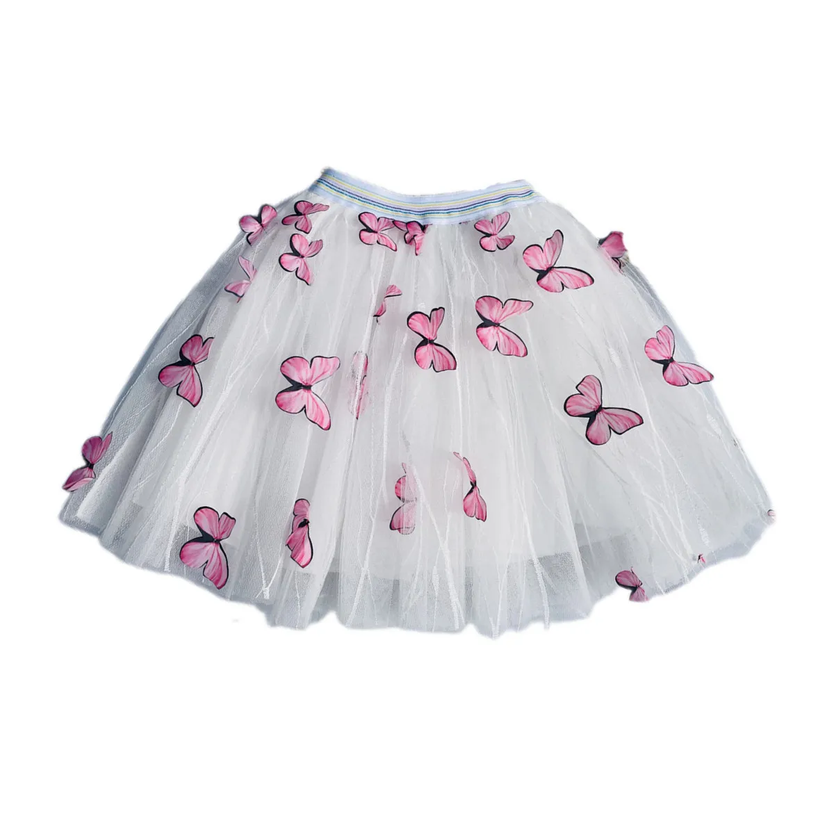 2-12Y Cute Butterfly Baby Girl Skirt Tutu Mesh Ball Gown Skirts Tulle Princess Party Dance Ballet Faldas Kids Clothes