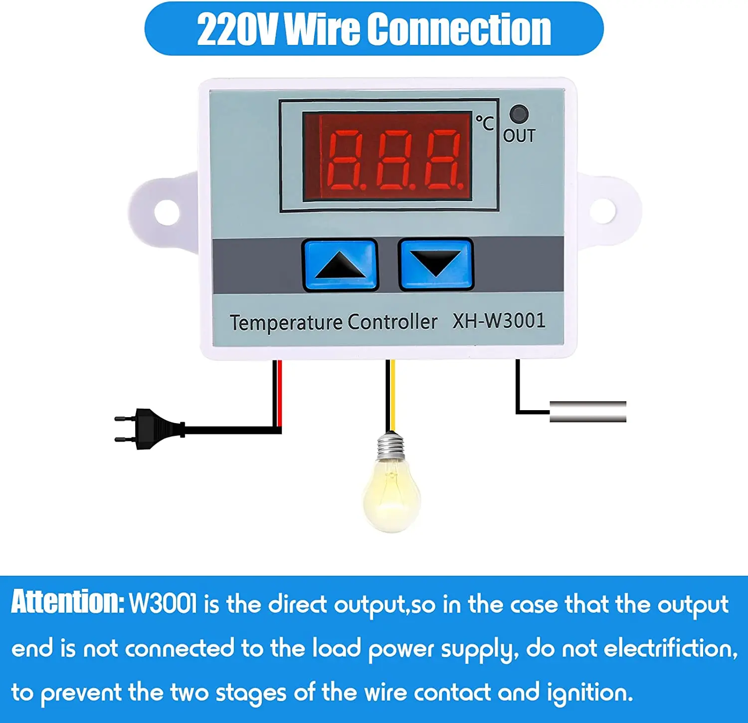 Display Digital LED Termômetro do Microcomputador, Termostato de Temperatura Quente e Fria, Interruptor de Controle, XH-W3001, W3002, 12V, 24V, 220V