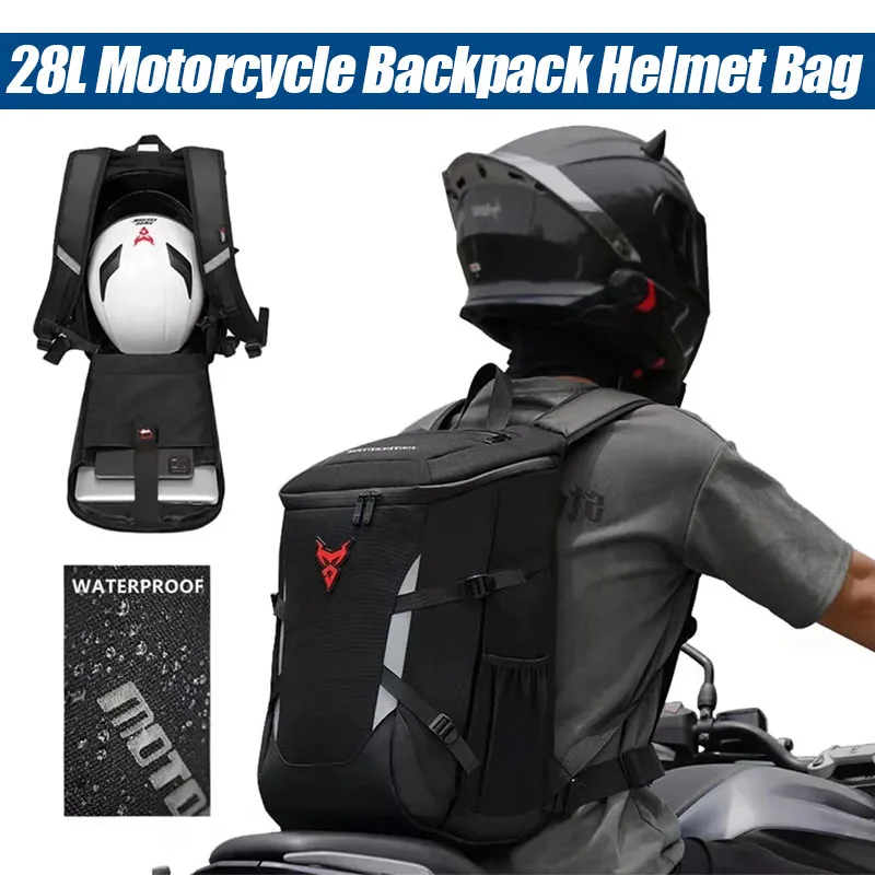 

28L Waterproof Motorcycle Helmet Bag Backpack Outdoor Sport Riding Locomotive Busines Travel Laptop Bag Motor Motocross Luggage