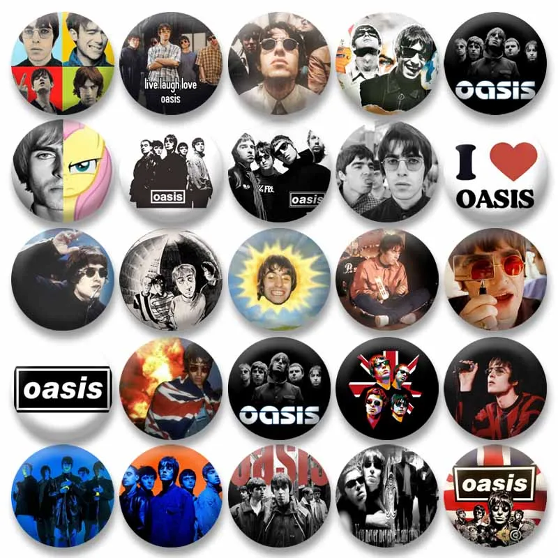 

Oasis Band Soft Button Brooches Pop Rock Singer Badges on Bag Jacket Ornaments Punk Jewelry Accessories Handmade Lapel Pins Gift