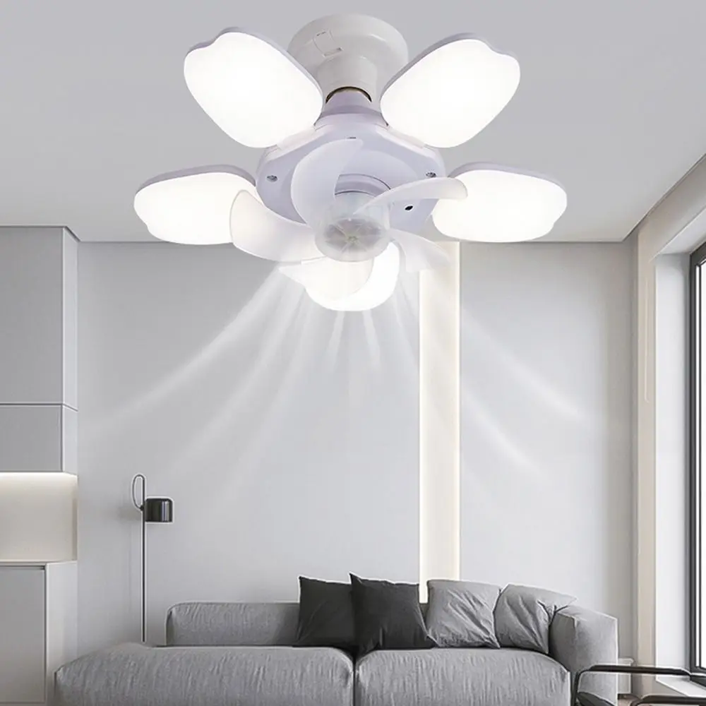 

2 in 1 Ceiling Lamp Speed Adjustable Remote Control Hanging Fan with LED Light Silent Energy Saving Electric Cordless Fan