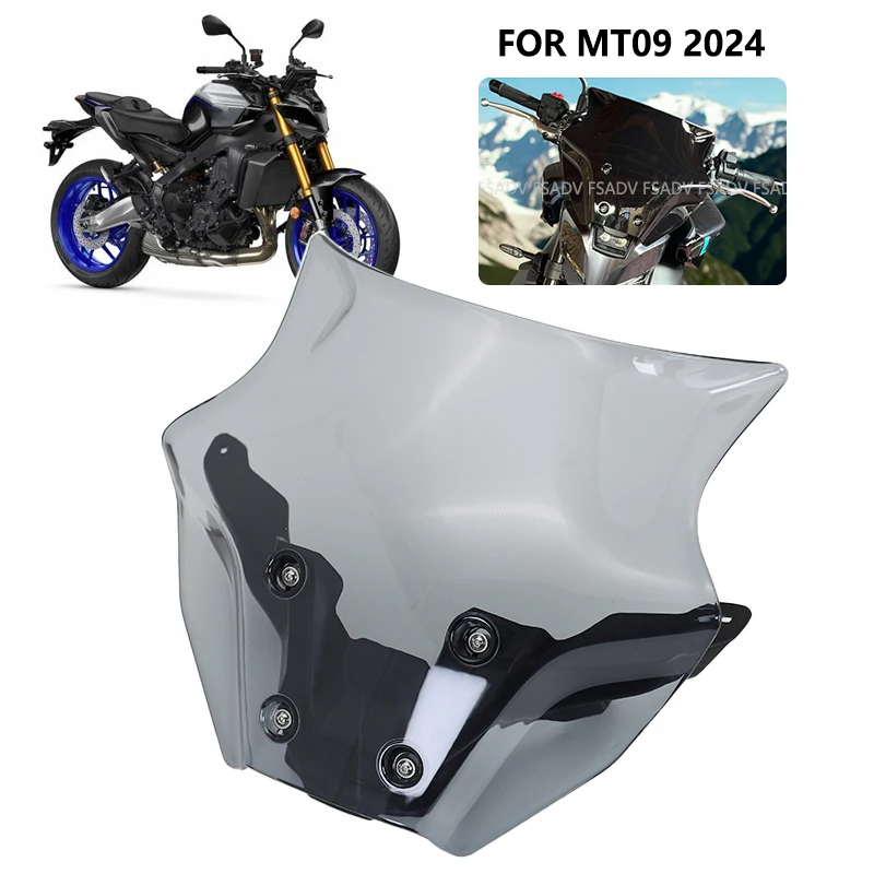 

Windshield Windscreen Fit For YAMAHA MT09 Motorcycle Wind Deflectors MT-09 MT 09 SP 2024 Adjustable Windscreen Bracket