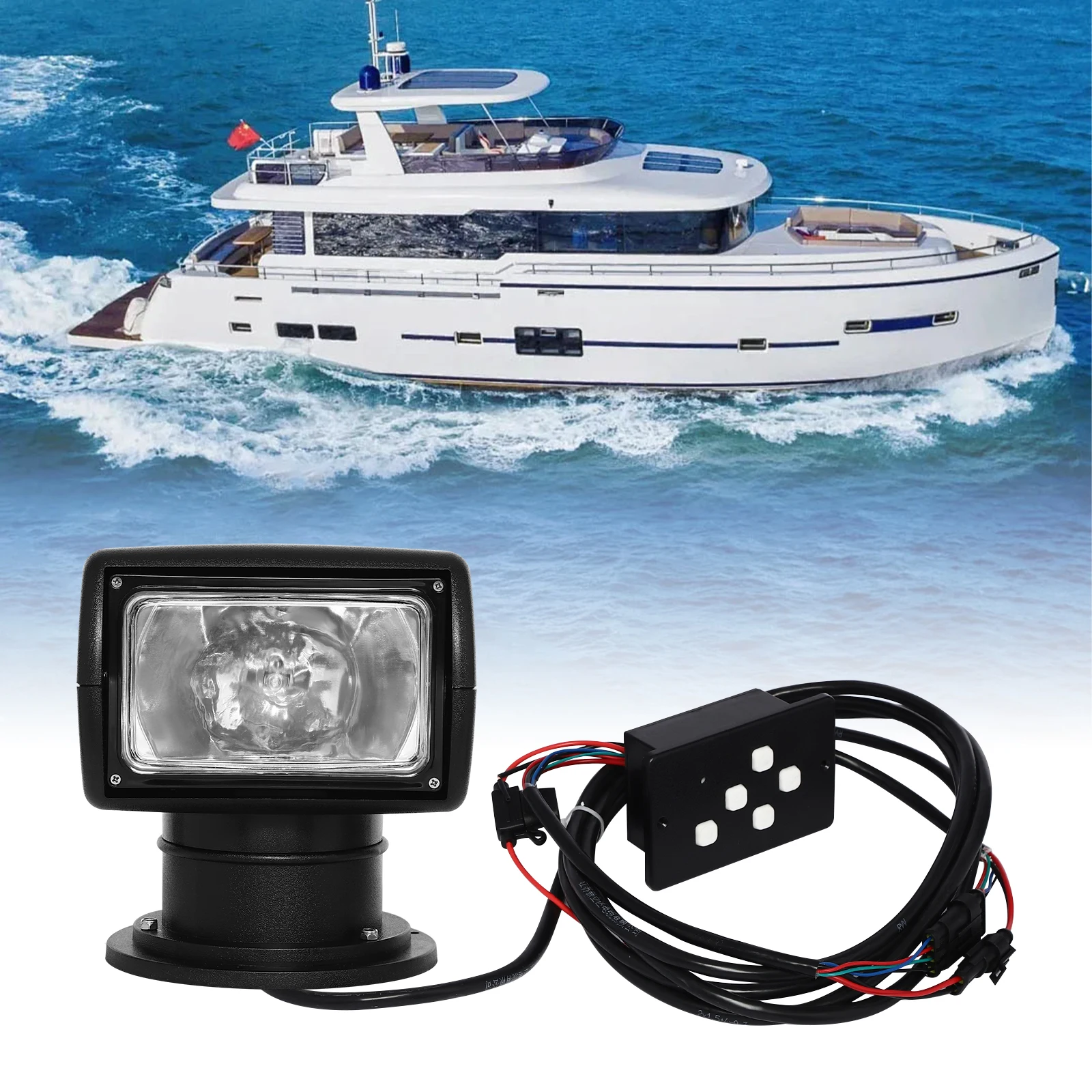 

Boat Spotlight 100W 12V Remote Control Spotlights for Fishing Boat, Night Yachts Remote Control Searchlight
