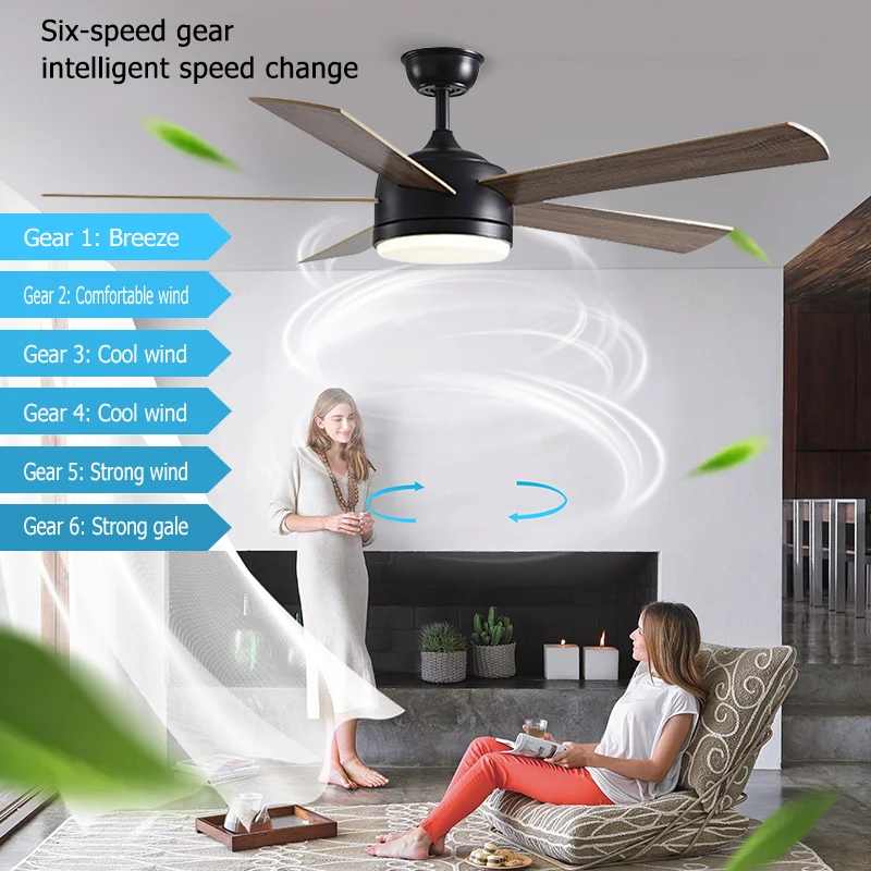 Ventilatore da soffitto moderno da 52 pollici con luce a LED motore a corrente continua telecomando di grande Volume d\'aria per cucina camera da