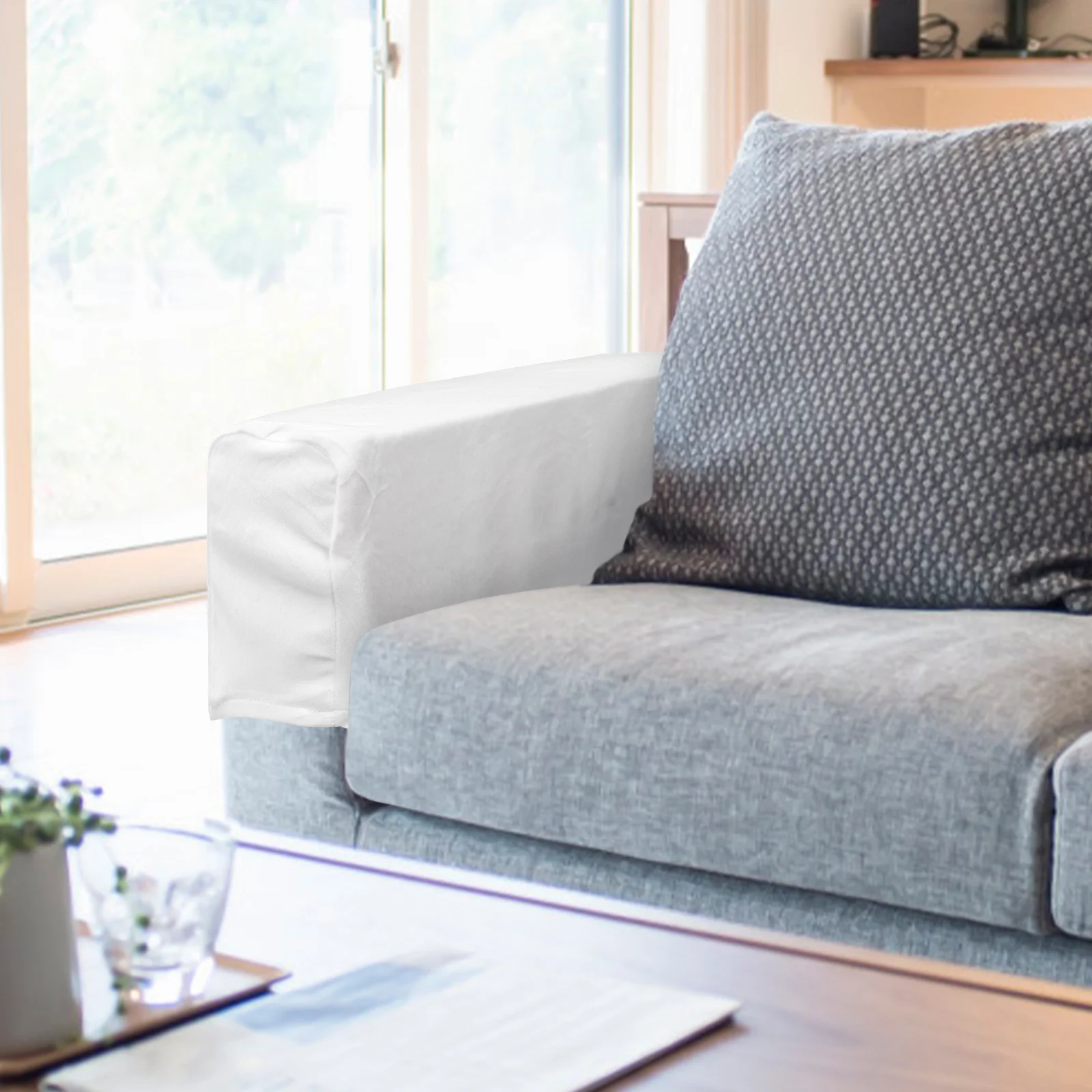 

2Pcs Sofa Arm Covers Washable Reusable Anti-Scratch Protector for Pets and Guests Elastic Armrest Covers Sofa Armchair Slipcover