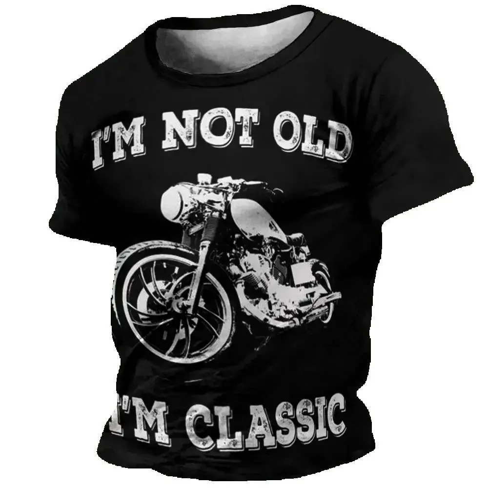 

Men's Summer Round-Neck Short-Sleeved T-Shirt Motorcycle Simple Printed Breathable Quick-Drying Comfortable Sports Casual Top