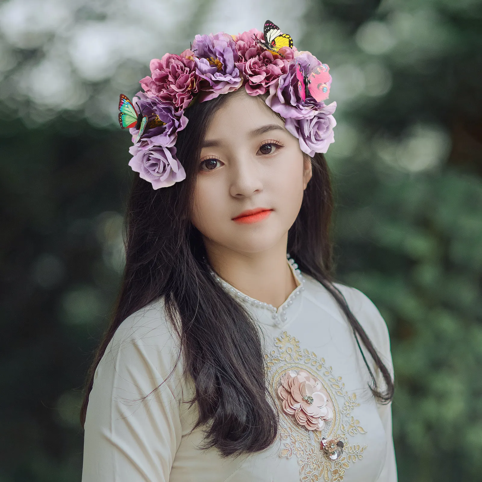 Simulated Butterfly Floral Headband Bohemian Style Hair Decoration Halloween Costume Christmas Valentine Mothers Day Party Hair