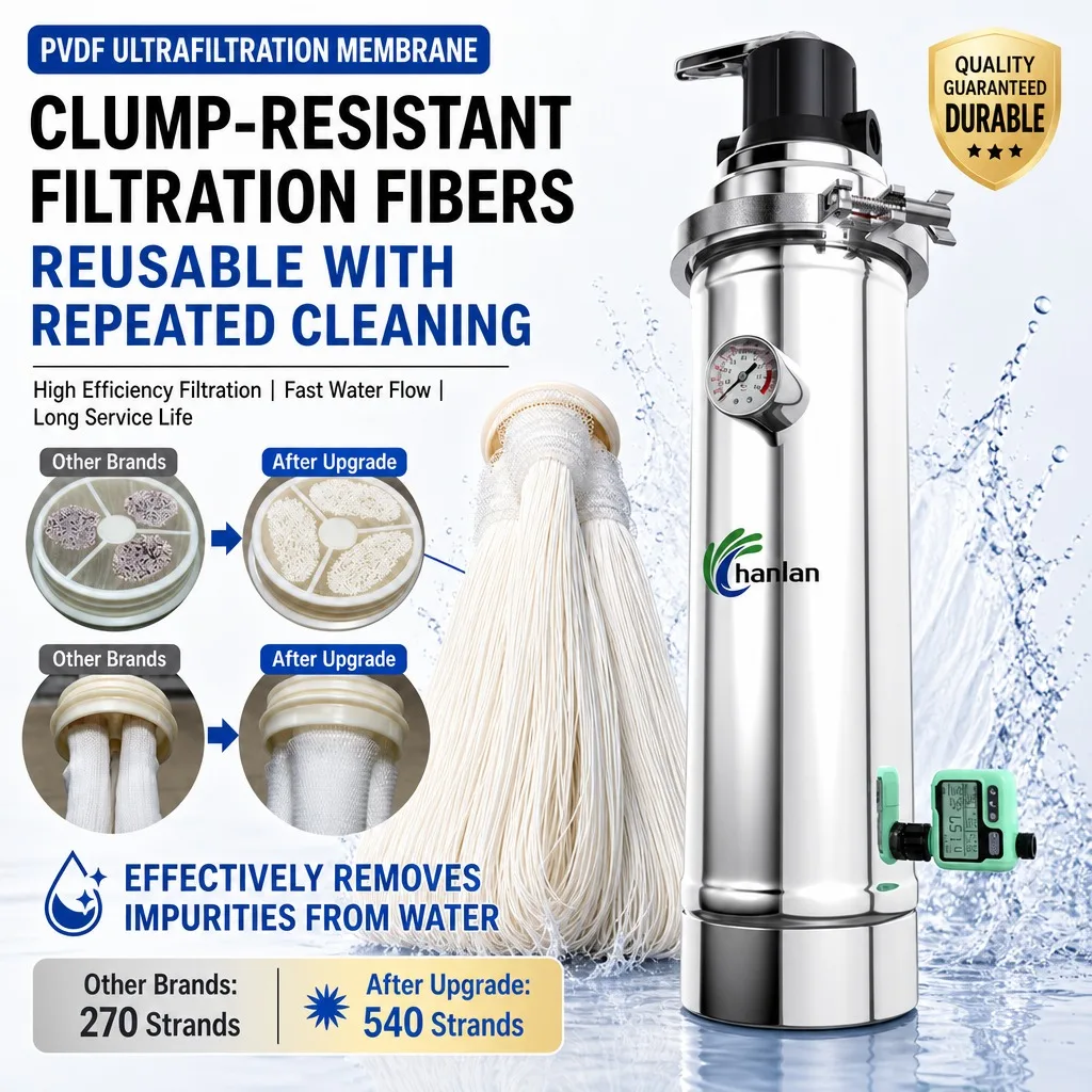 

Durable 304 Stainless Steel Water Purifier 0.01 Micron UF Membrane Remove Bacteria Heavy Metal Chlorine Whole House Filter