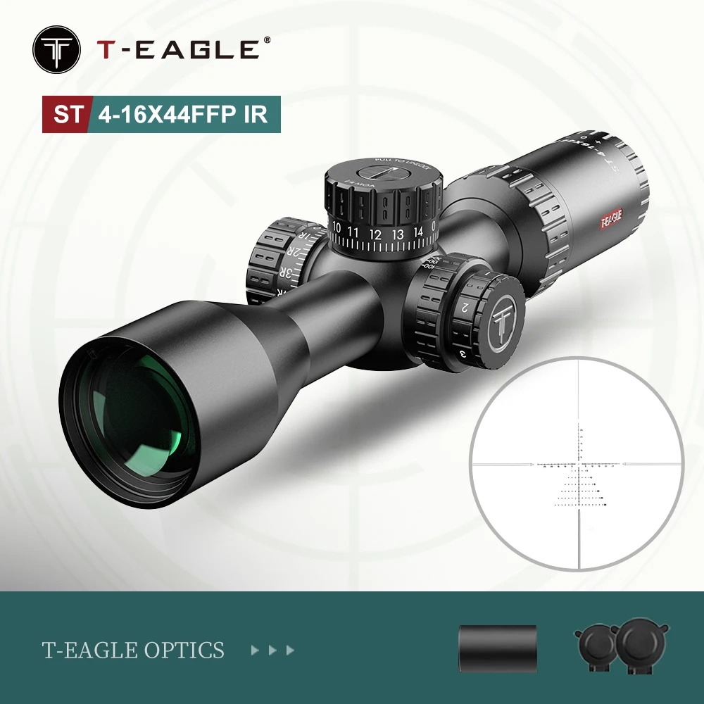 T-EAGLE ST 4-16x44 FFP IR Tactical Caza Riflescope Spotting Scope for Hunting MOA/MIL Rifle Scope Airgun Optical Lunetas Fit.308