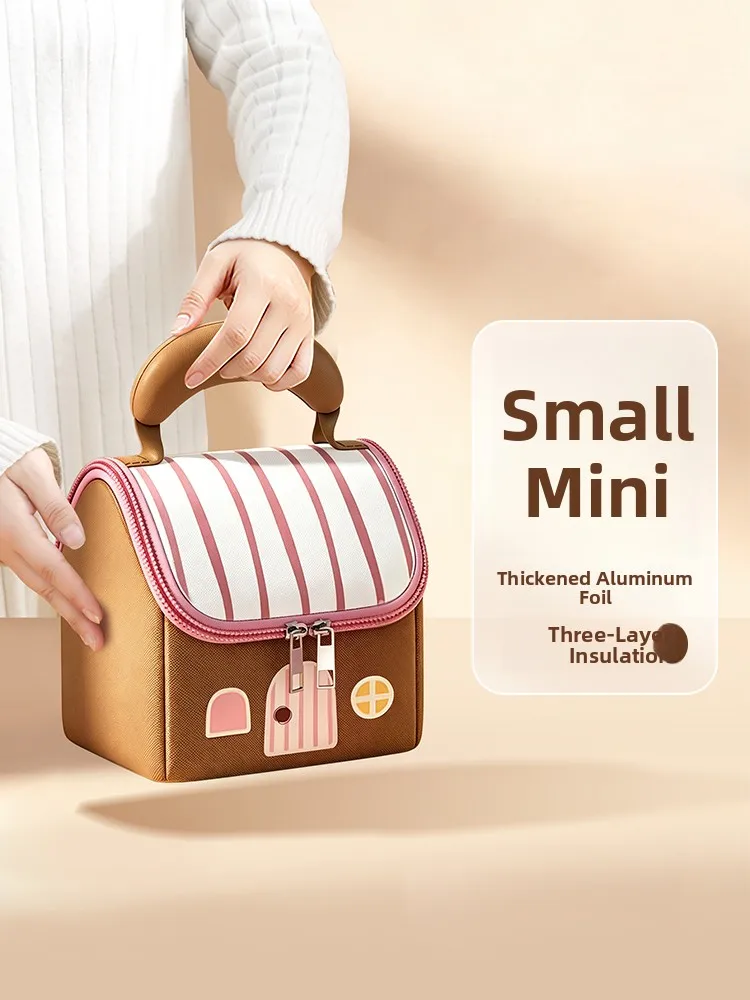  Portable Insulated Bag round Lunch Box Thick Aluminum Foil Cold Storage Bag Handheld Bento Bag Oxford Cloth Outer Layer